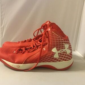 Under Armour Women's Red and White High-Top Basketball Sneakers